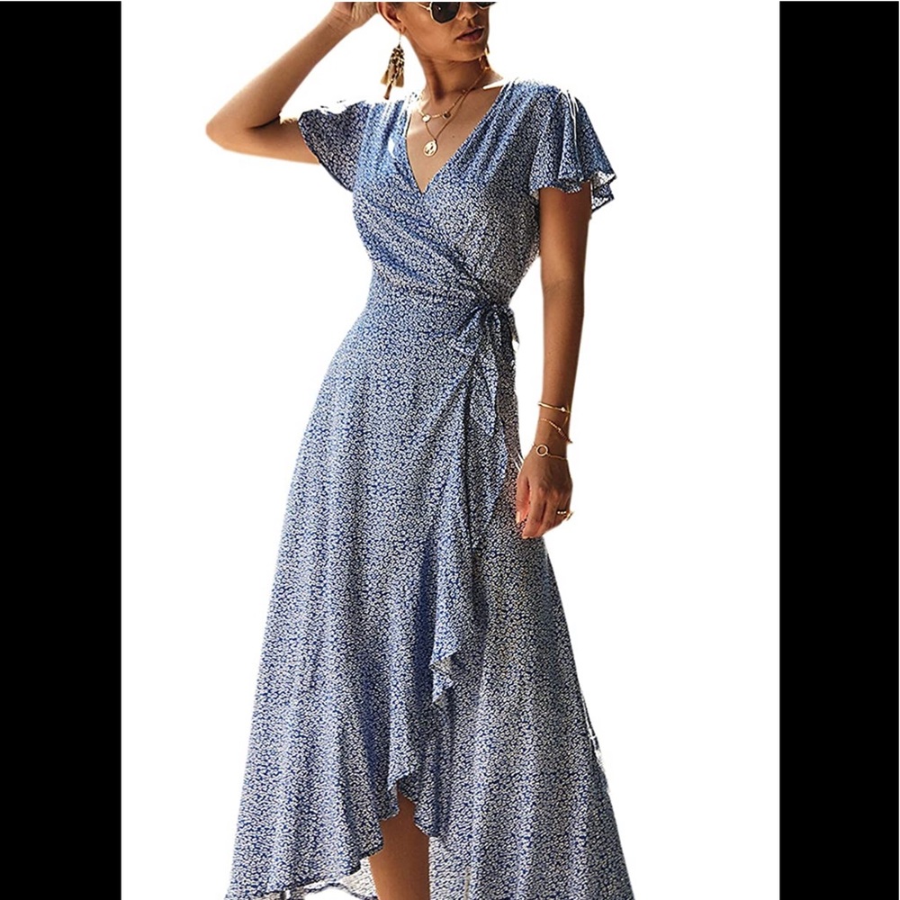 blue floral dress